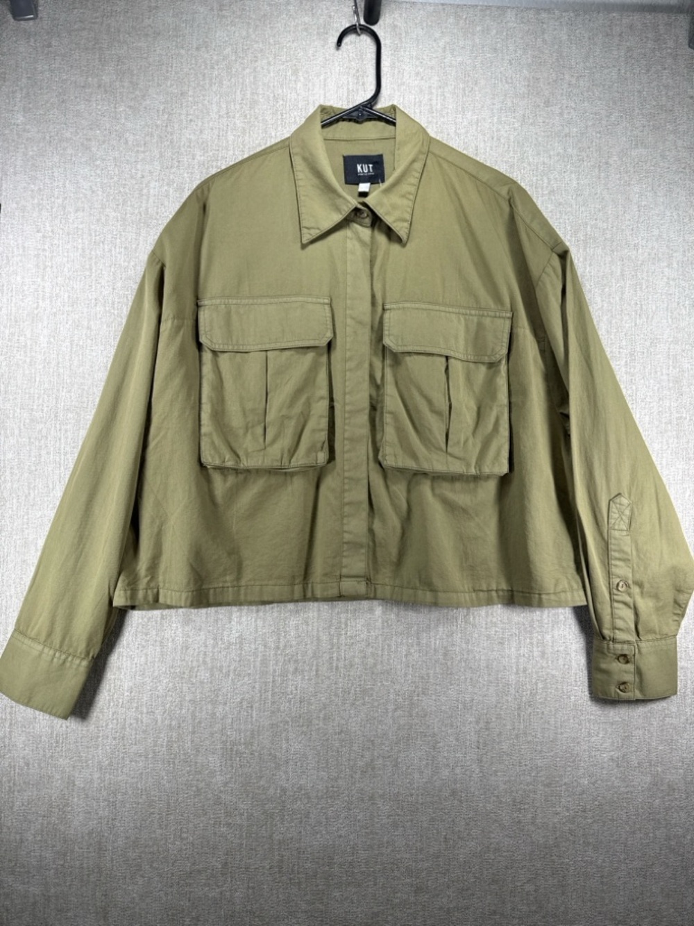 NWT KUT From The Kluth Olive Cropped Utility Jacket Large